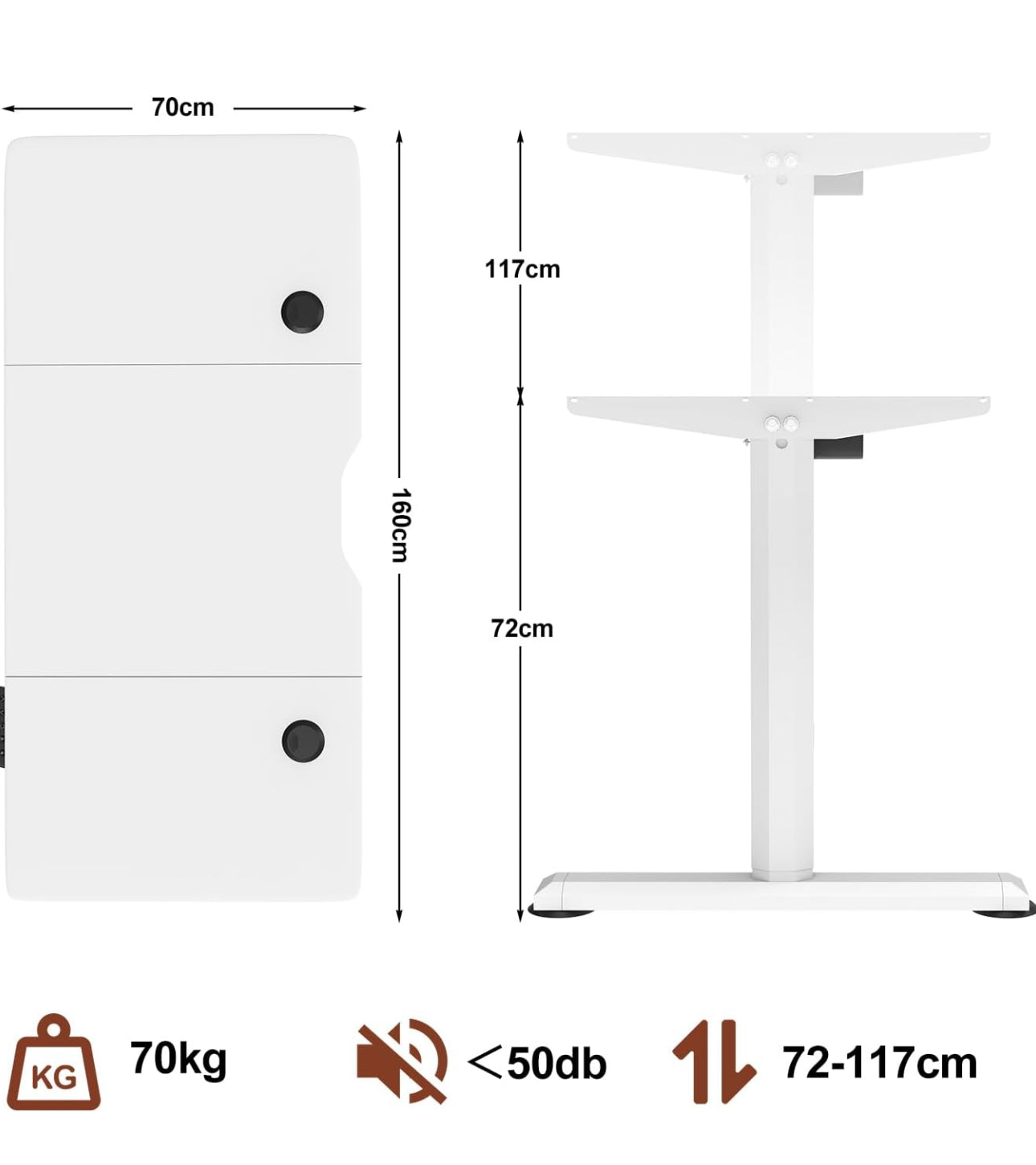 Electric Standing Desk 160 x 70cm