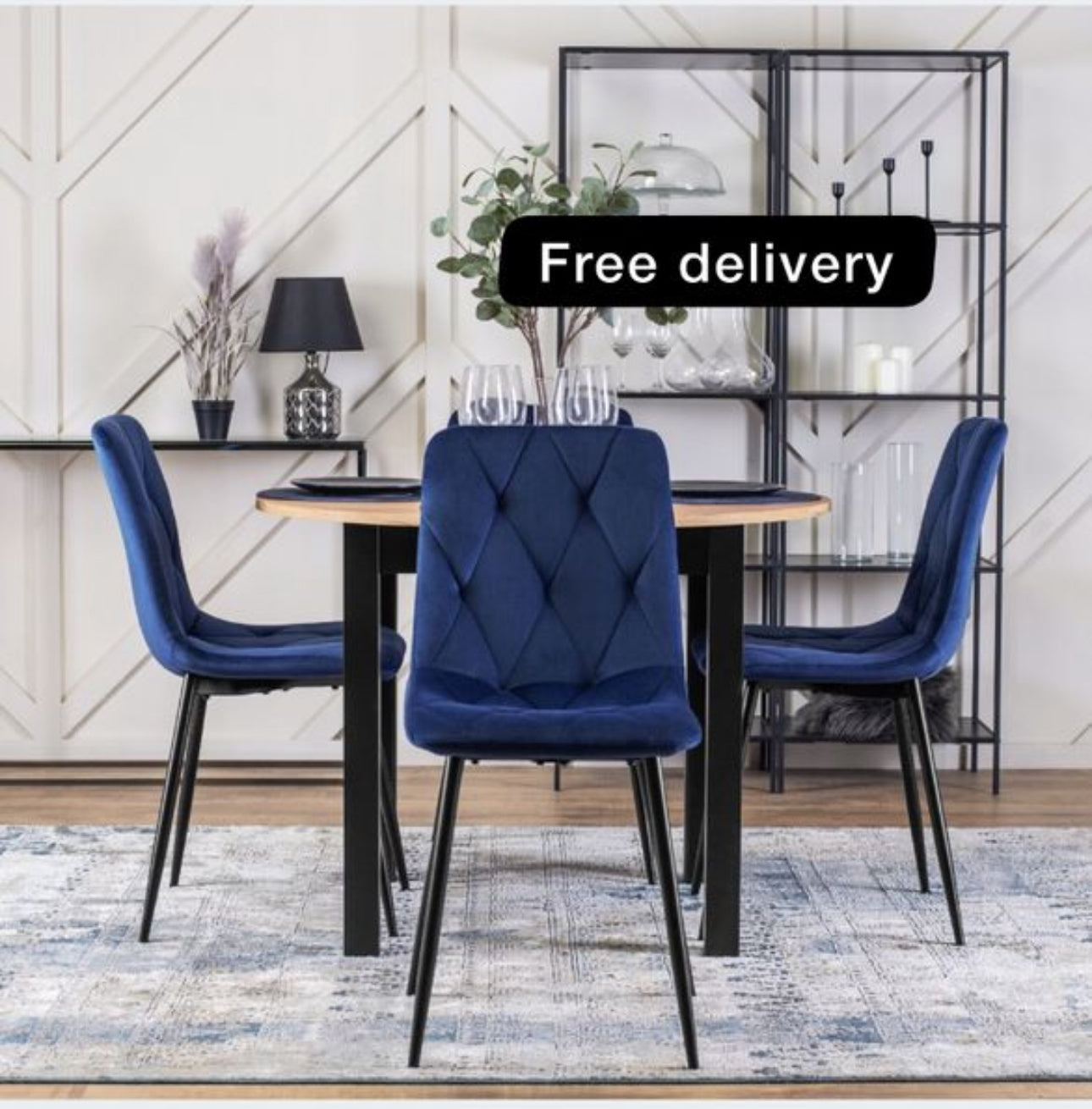 Set of 4x Velvet Upholstered Chair for Dining Room