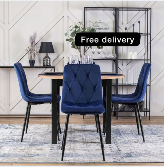 Set of 4x Velvet Upholstered Chair for Dining Room