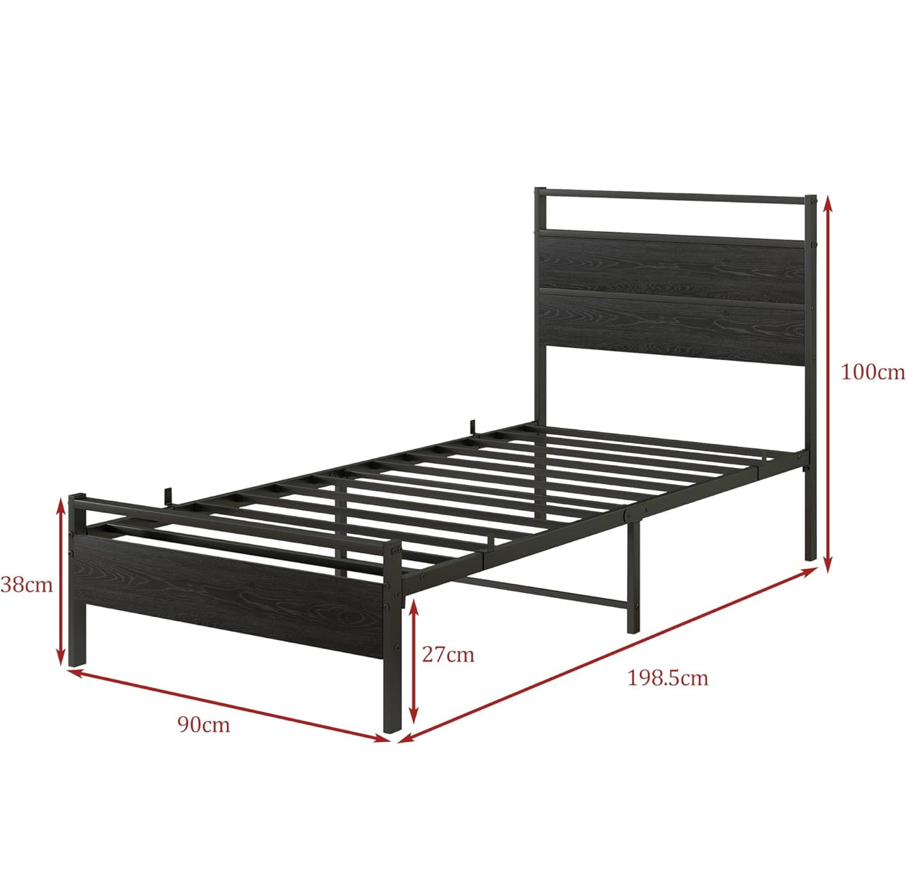 Single Bed Frames with Wood Headboard