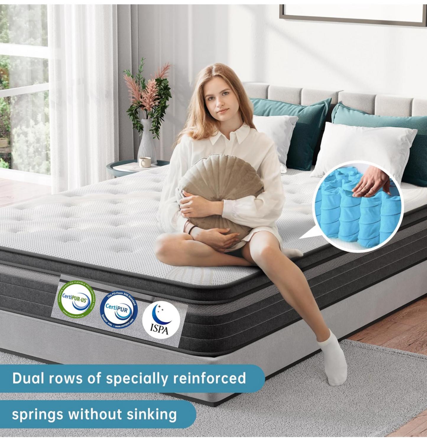 Gel Individually Pocket Sprung Double Mattress 4FT6 with Breathable Soft Fabric