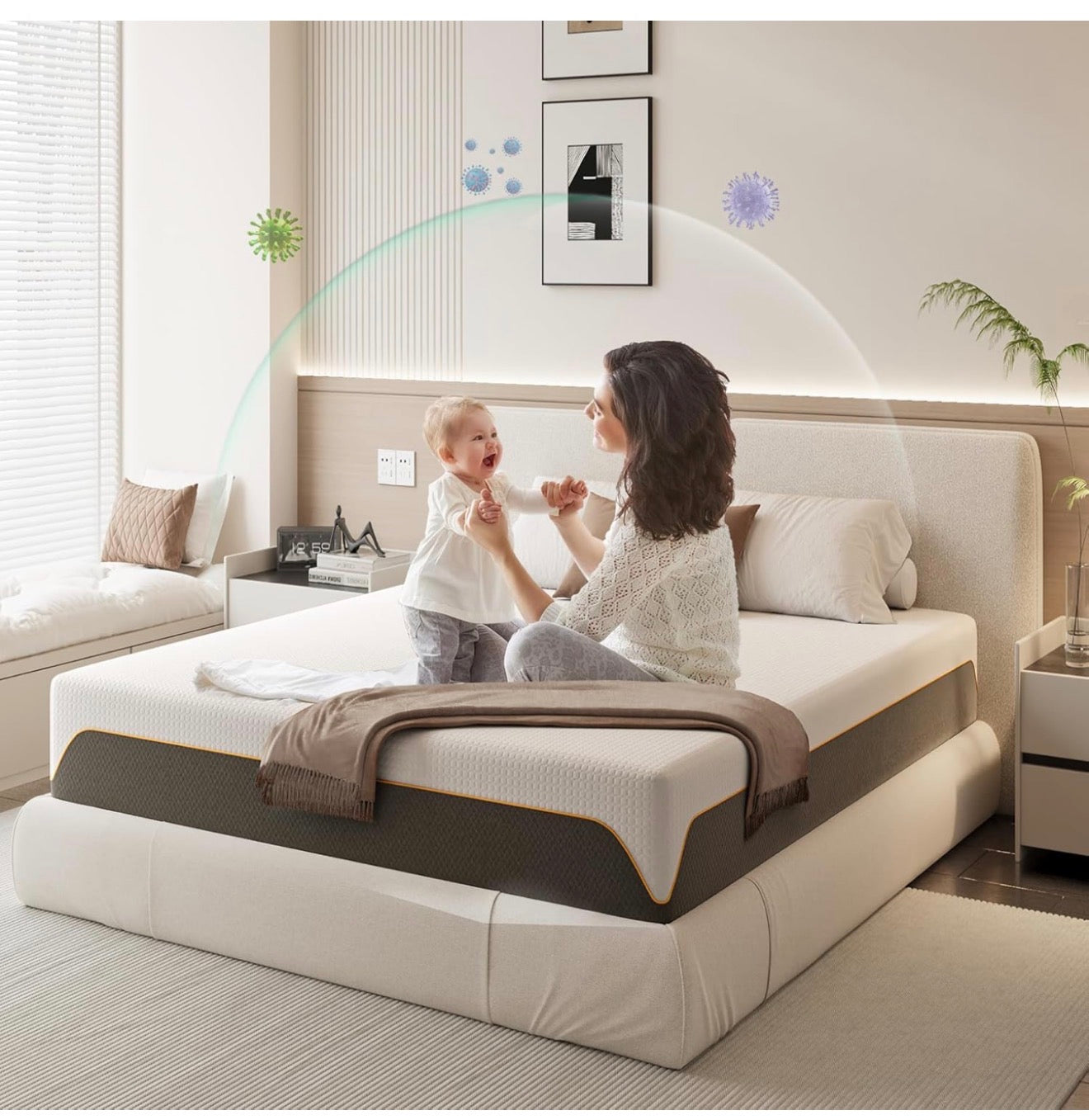 Memory Foam Mattress, 4FT6 Double Mattress, Medium Firm Feel, Soft Skin-friendly Durable, Sleep Cooler and Back Pain Relief, in a Box(135x190x20cm)