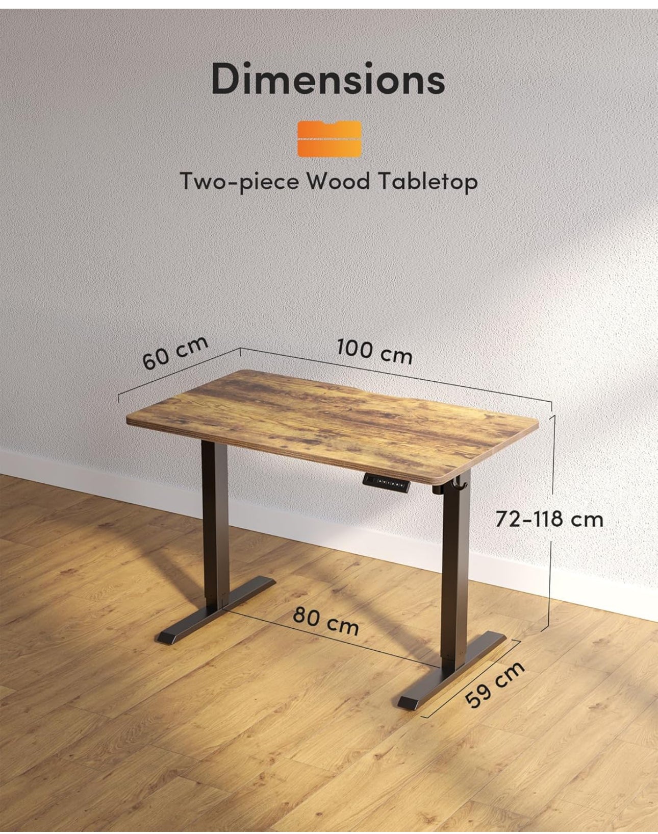 100 x 60cm Electric Height Adjustable Standing Desk