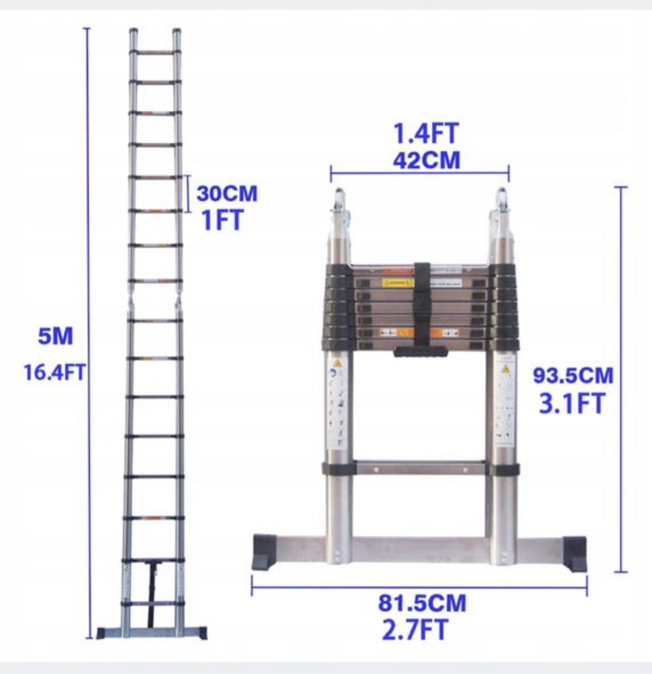 ladder 5 m aluminum up to 150 kg