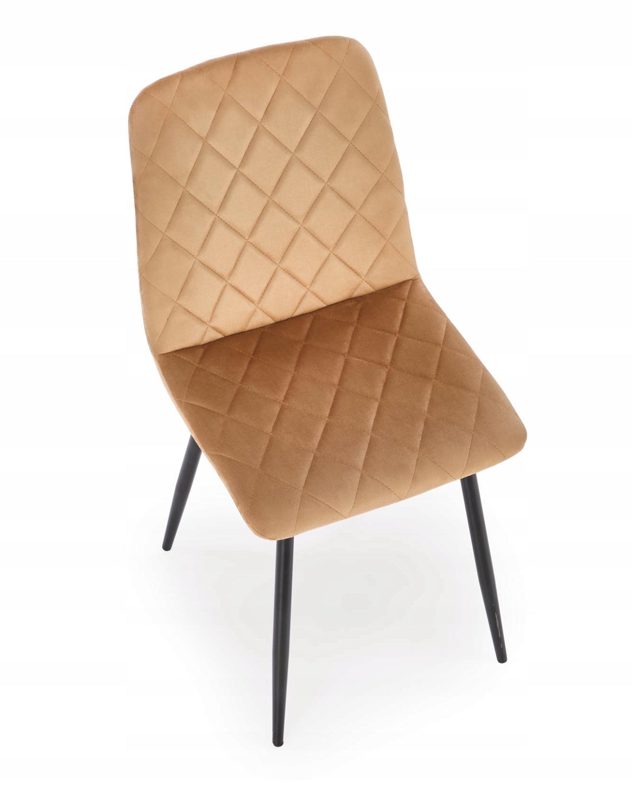 4 Upholstered Chair Velour Metal Beige Black