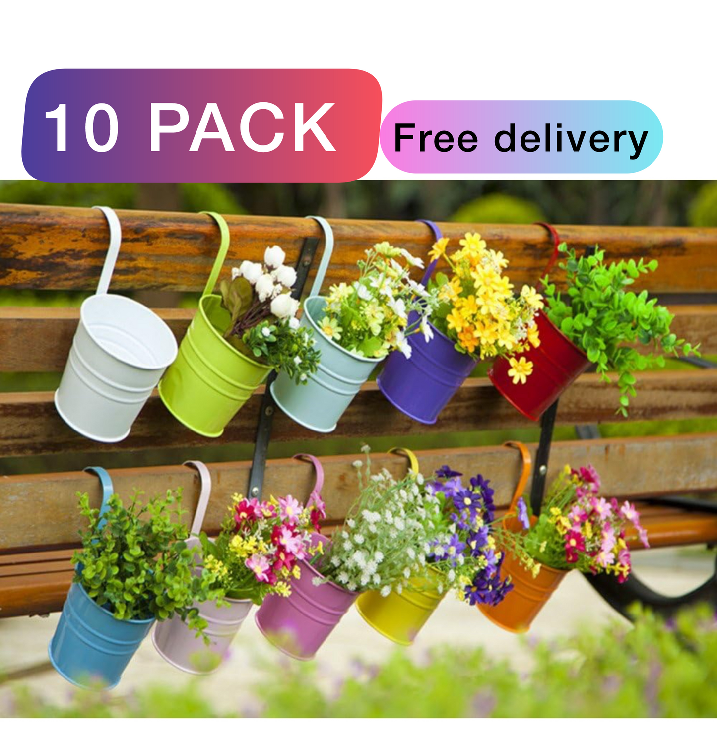 10 Pack Metal Iron Hanging Pots