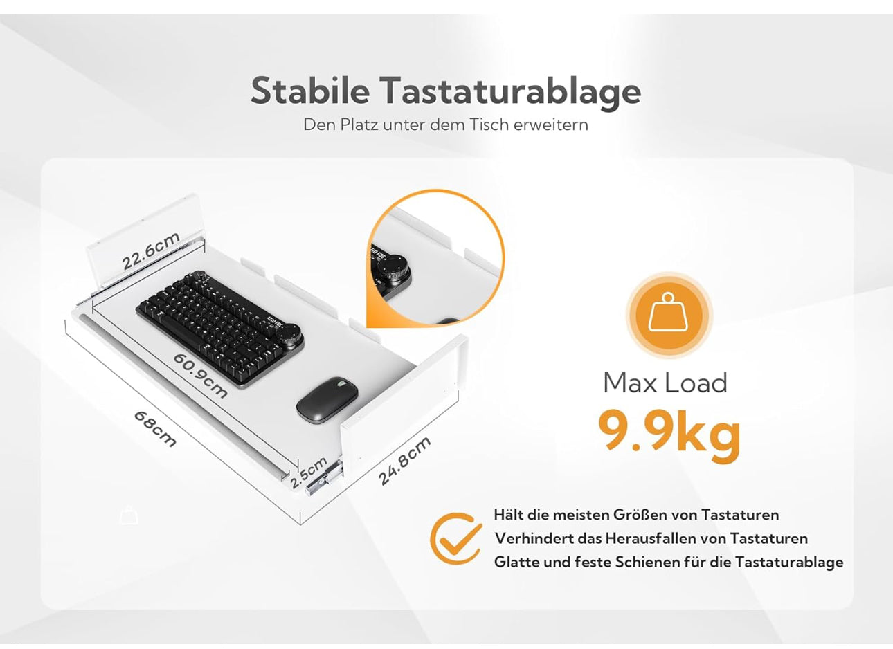 Electric Standing Desk with Keyboard Tray, 140x60