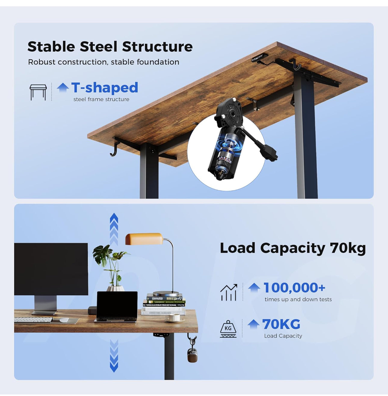 Electric Standing Desk, 100 x 60 cm Height Adjustable