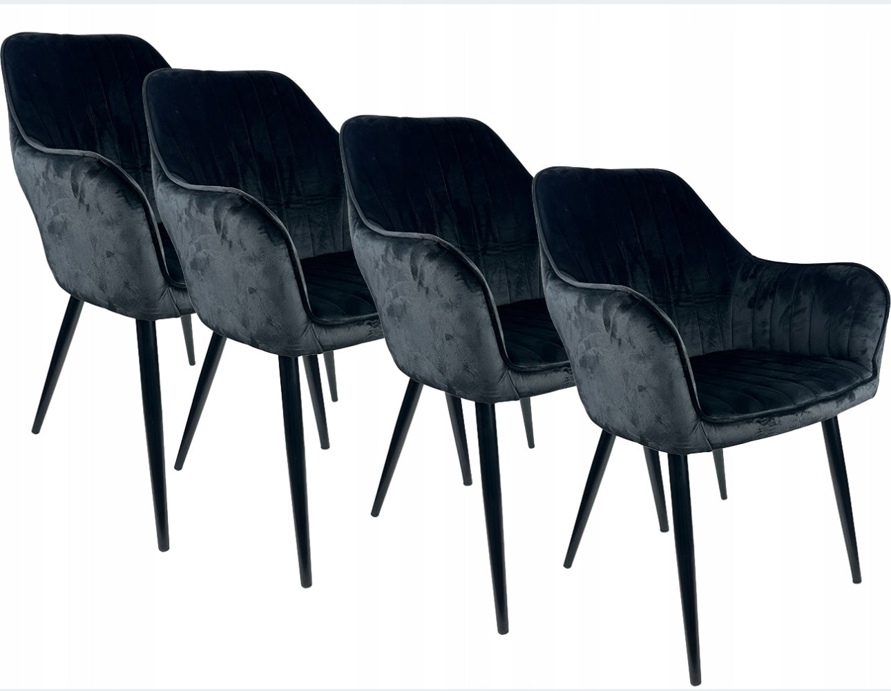 4x Upholstered Grey Velour Chairs