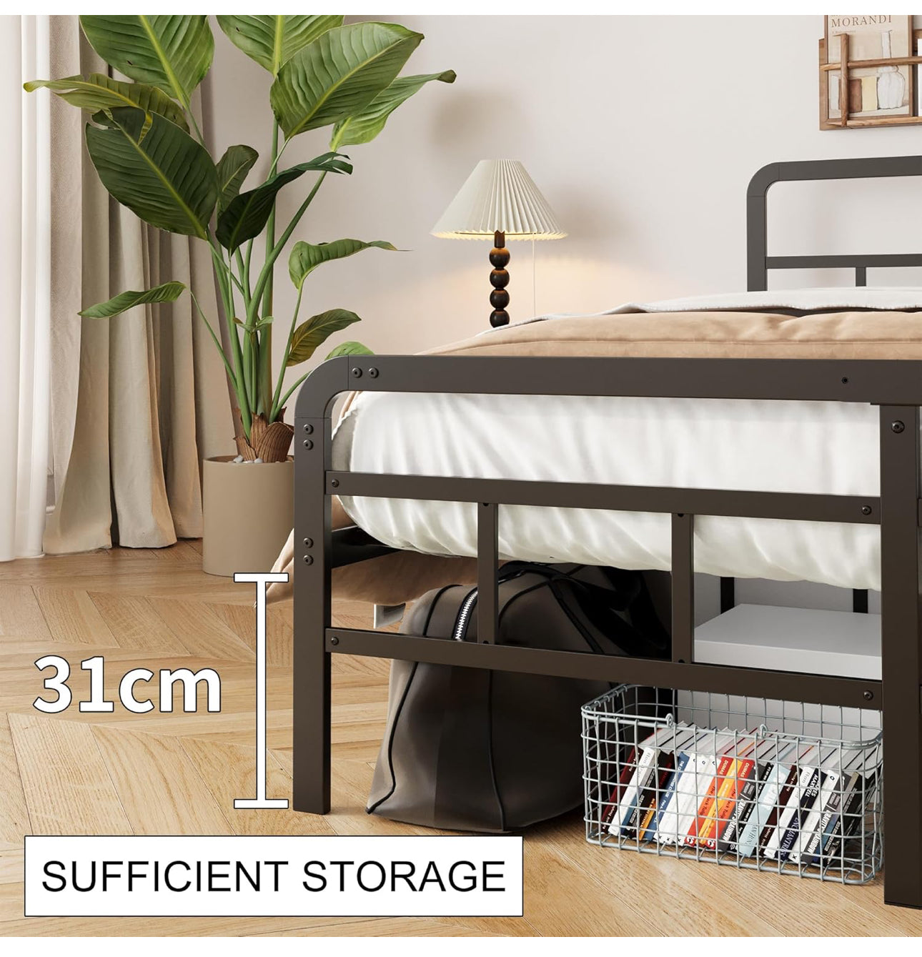 Small Double Bed Frame with Headboard and Footboard 120x190 cm