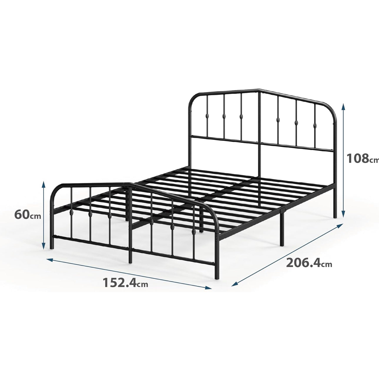 King size Bed frame - Bed 150x200 cm - 30 cm Height