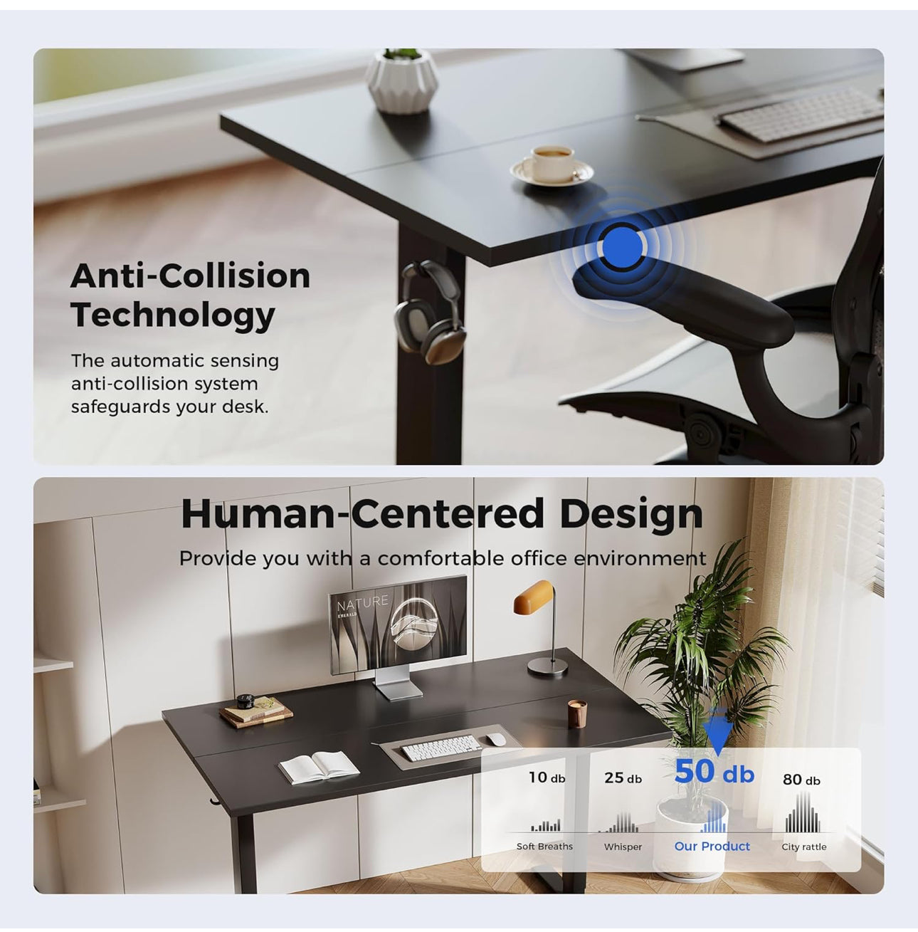 Electric Standing Desk, 100 x 60 cm Height Adjustable Sit Stand Desk with Splice Board