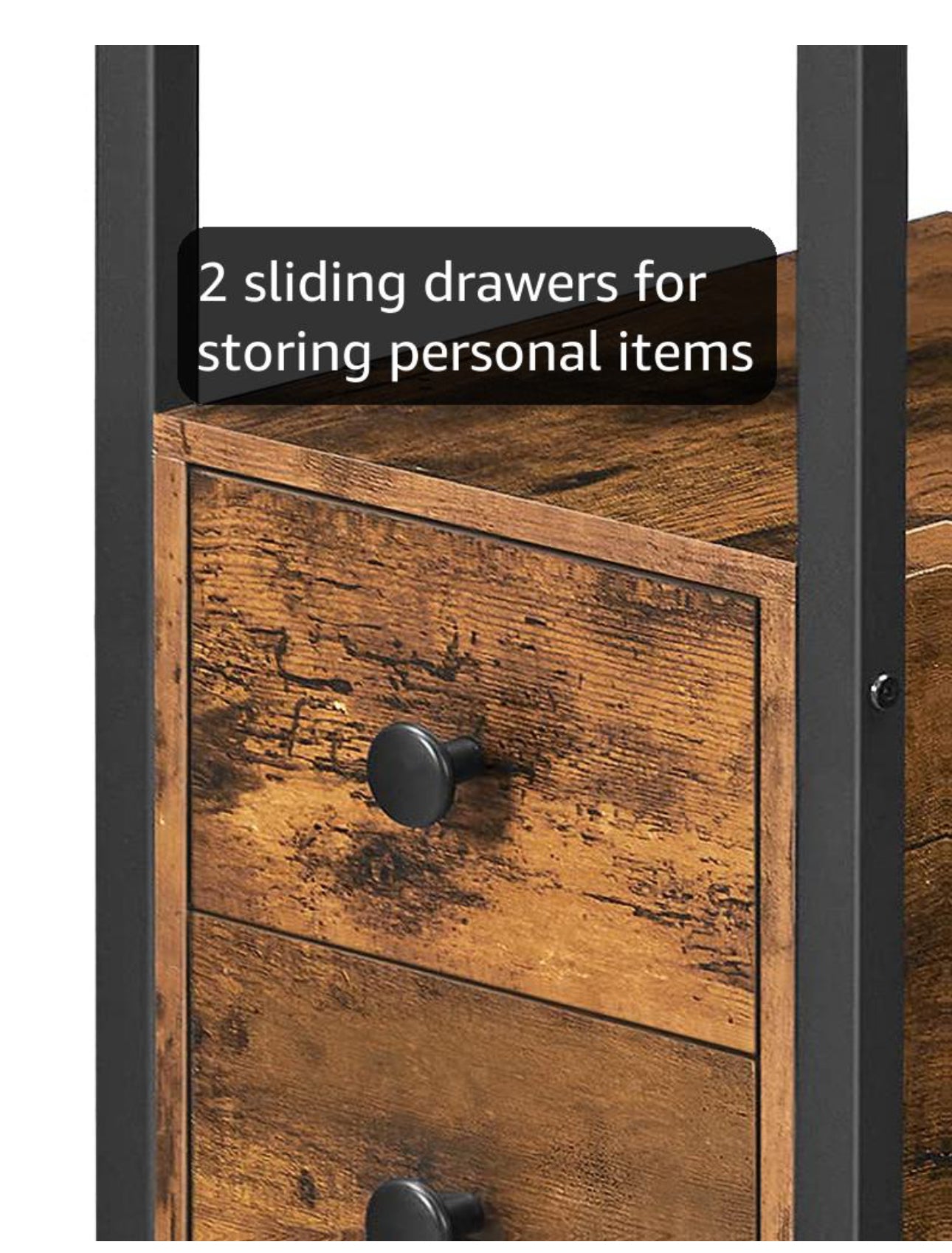 2 Bedside Tables, Side Table with Charging Station