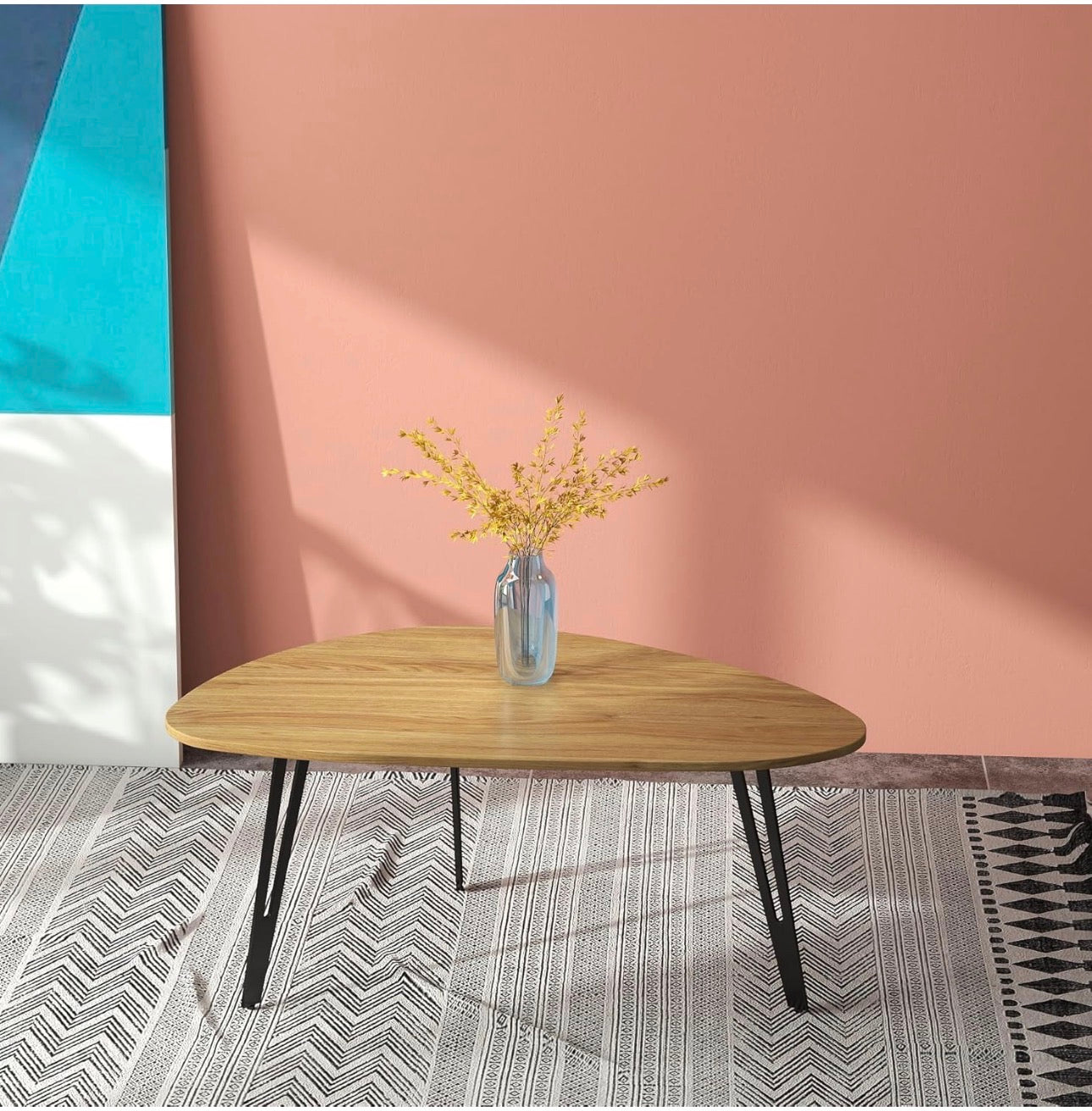 Modern Oval Coffee Table Oak Simple Center Table  Scandinavian
