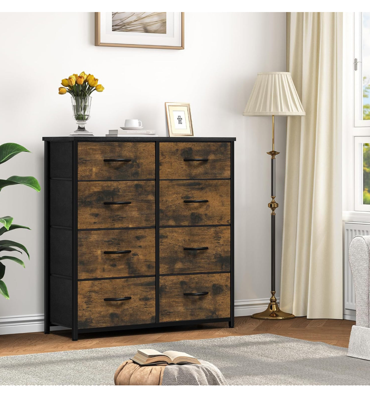 Chest of Drawer with 8 Drawers for Bedroom Fabric Dresser Storage Drawers