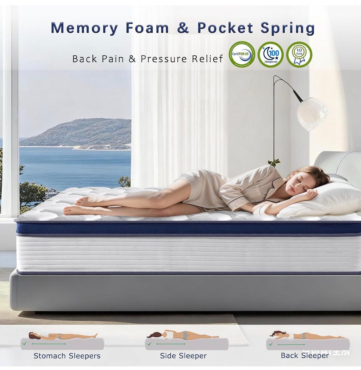 Single Mattress 90x190x27cm
Medium Firm Single Mattresses, 7-Zone Pocket Sprung with Memory Foam, Orthopaedic Support, Motion Isolation