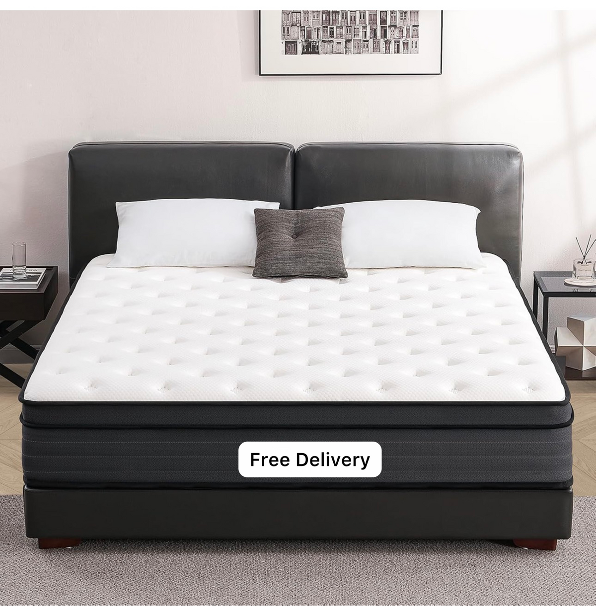 3FT Single Mattress, 10 Inch Memory Foam Hybrid Mattress with Breathable Fabric and Pocket Spring for Motion Isolation, Medium Firm, 90x190x25 cm