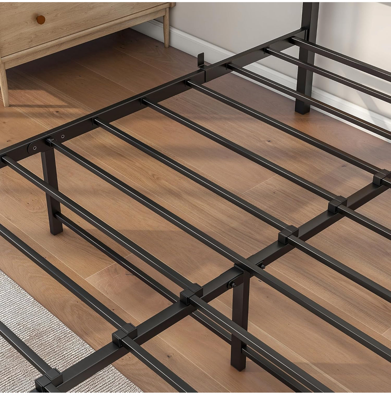 King Size Bed Frame with Wooden Headboard