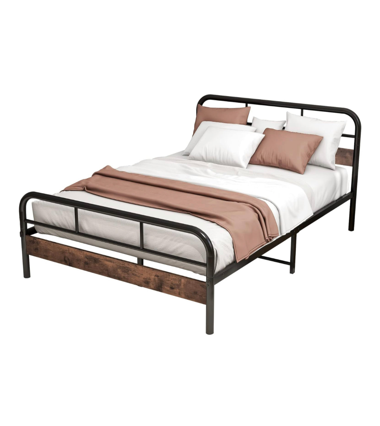 4ft Double Bed Frame with Wooden Headboard