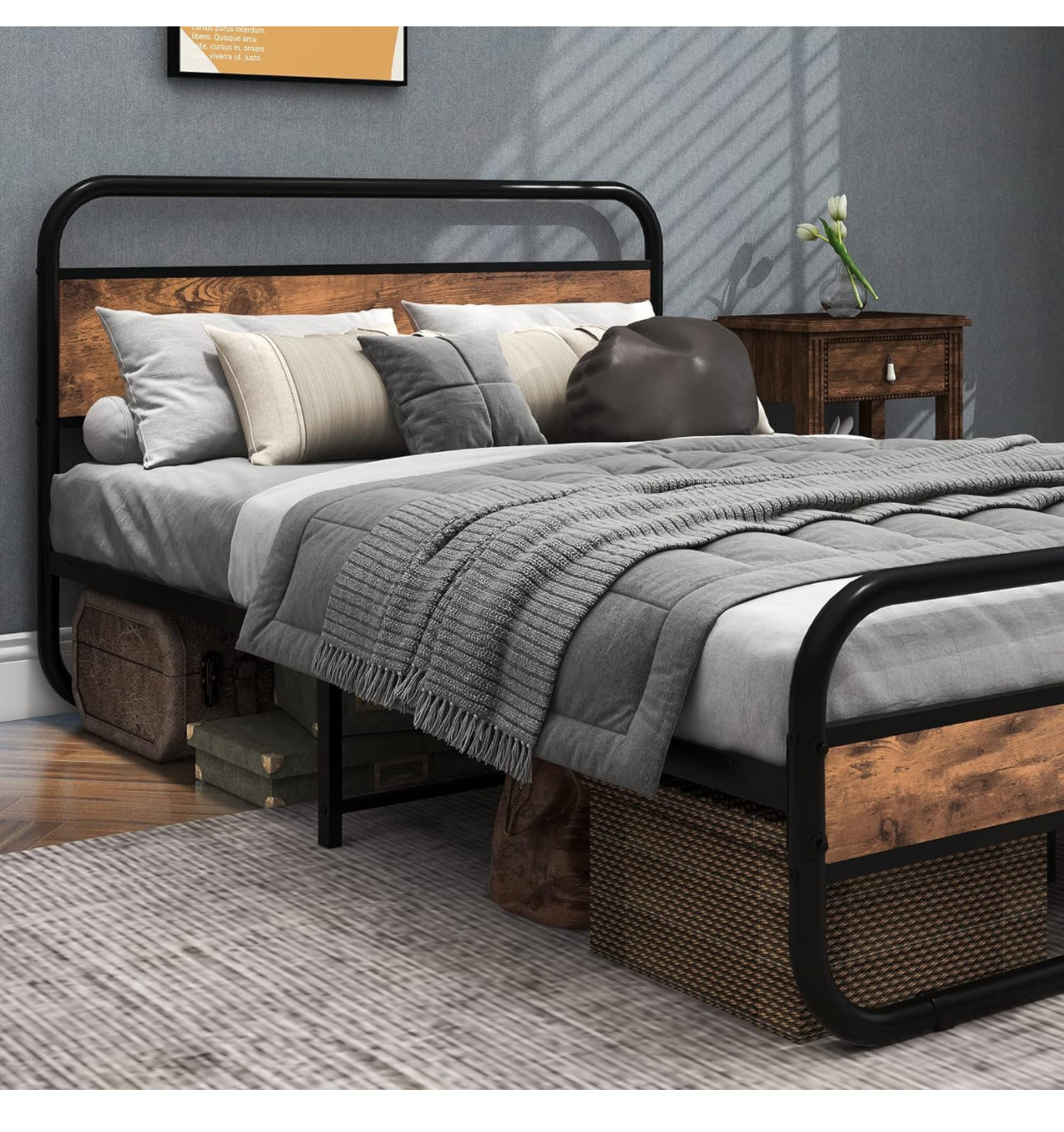 Double Bed Metal Platform Bed Frame