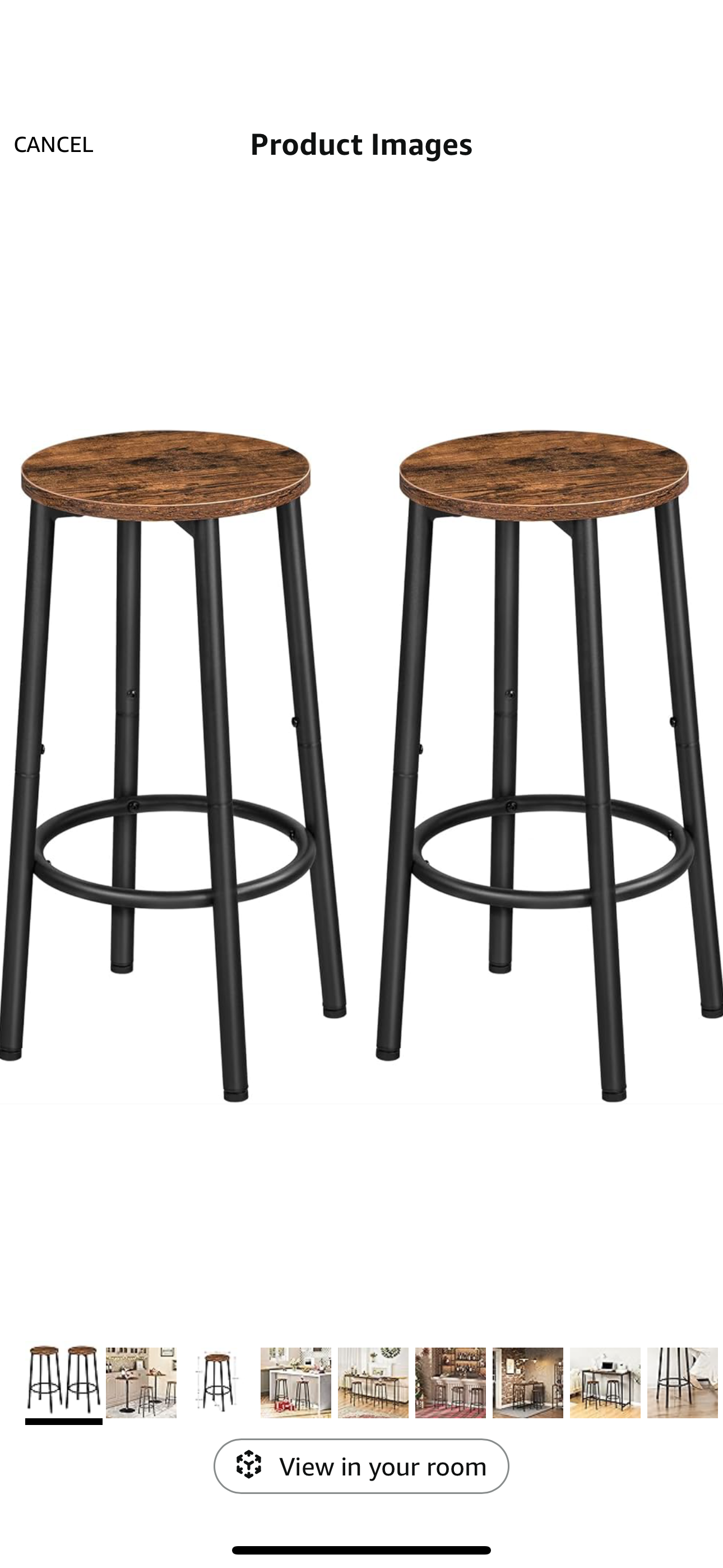 Bar Stools Set of 2, Breakfast Round Bar Chairs
