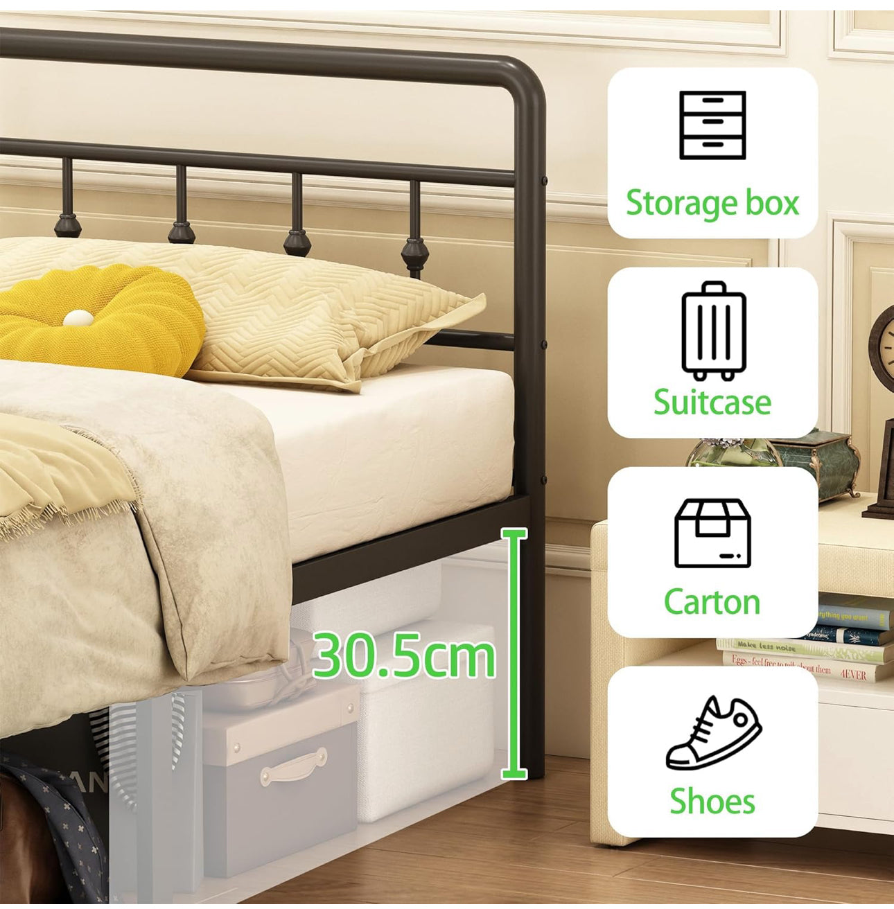 Super King Bed Frame with Victorian Headboard and Footboard