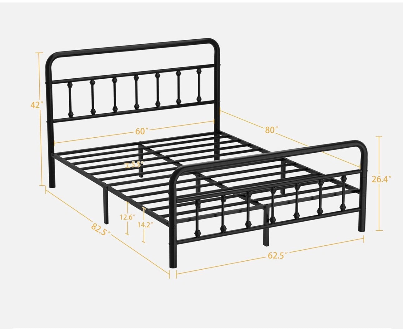 5ft Metal Bed Frame with Victorian Vintage Style