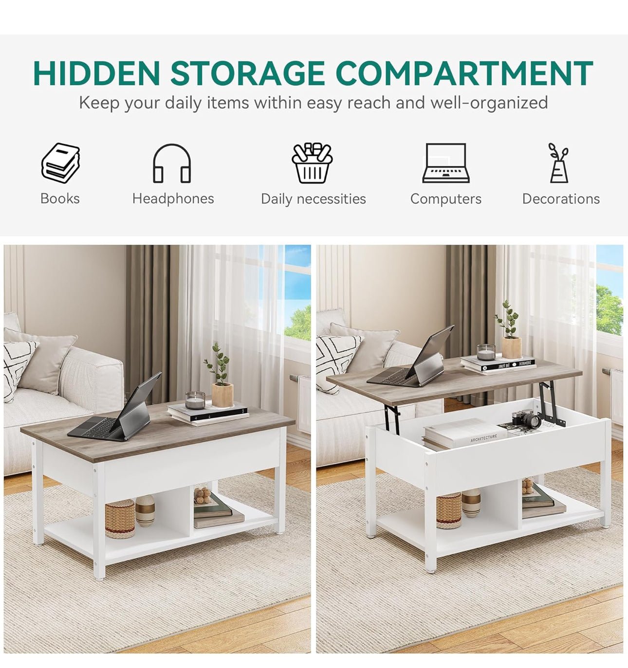 Lift Top Coffee Table, Easy-Lift