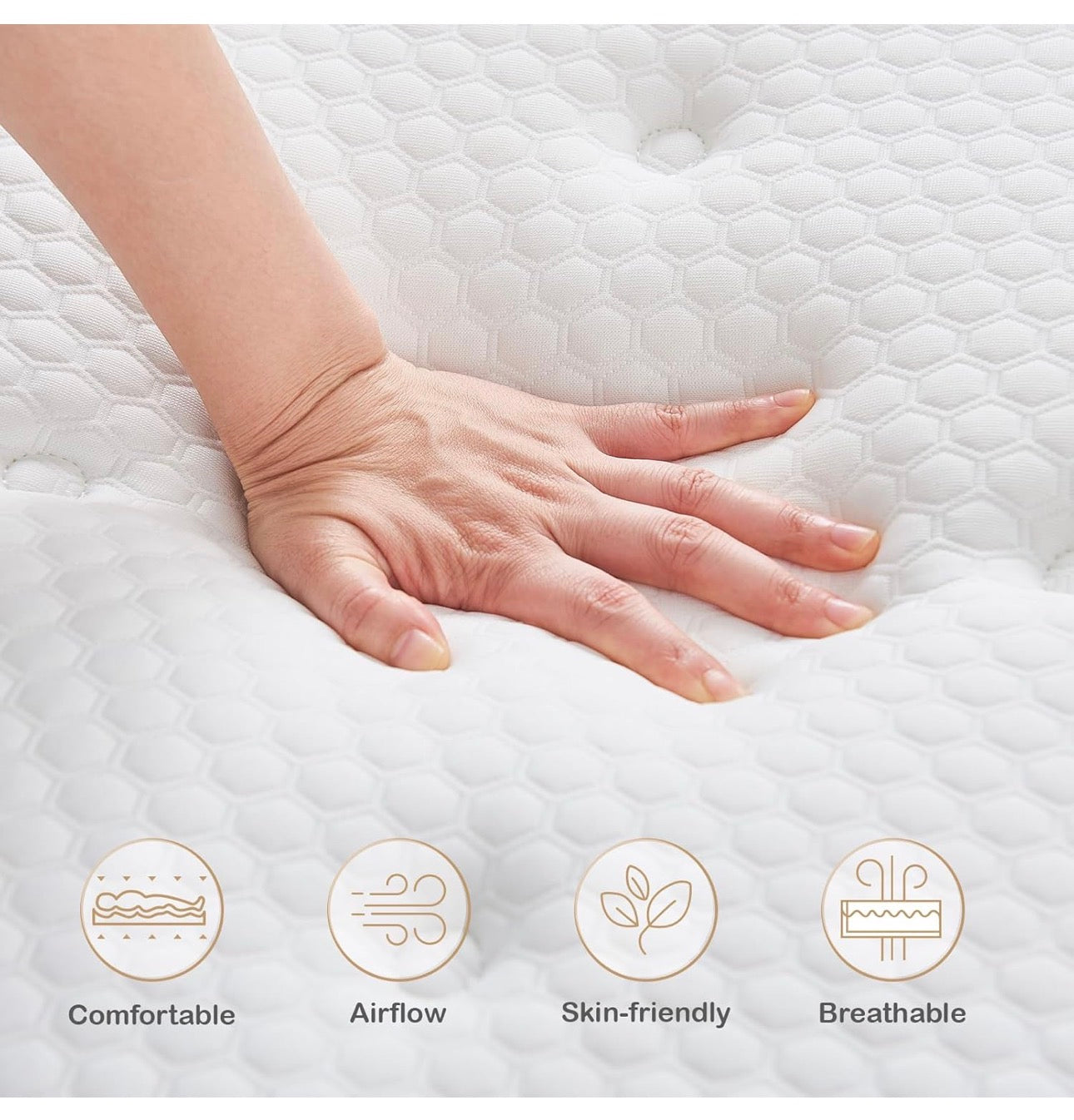 Double Mattress,10.2 INCH Hybrid Memory Foam and Individually Pocket Spring,4FT6 Double Bed Mattress Medium Firm,Ergonomic Pressure Reducing,Improve Sleeping(135x190x26cm)
