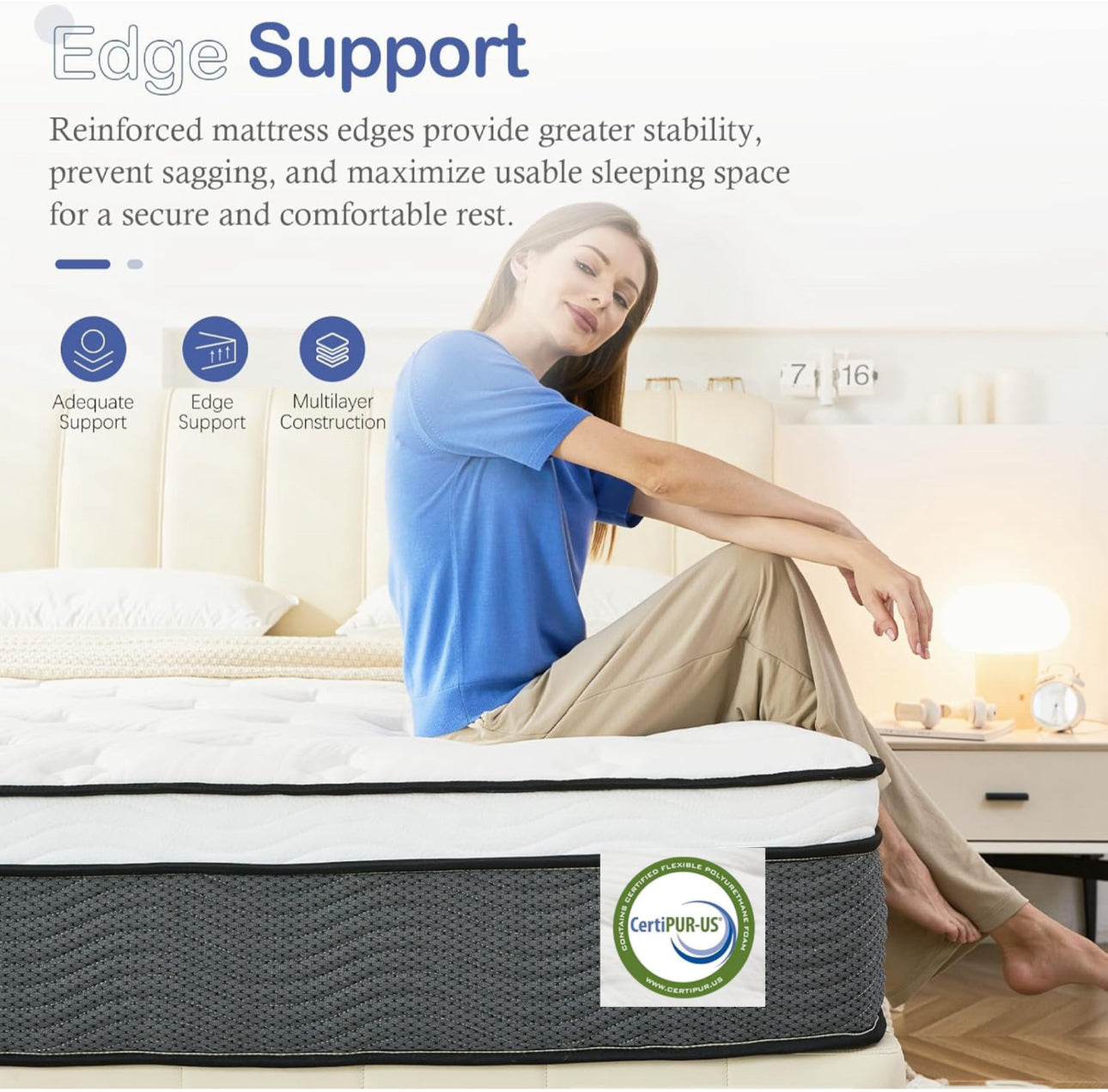 King Mattress,11 Inch Hybrid Mattress 5FT with Breathable Foam and Individually Pocket Spring