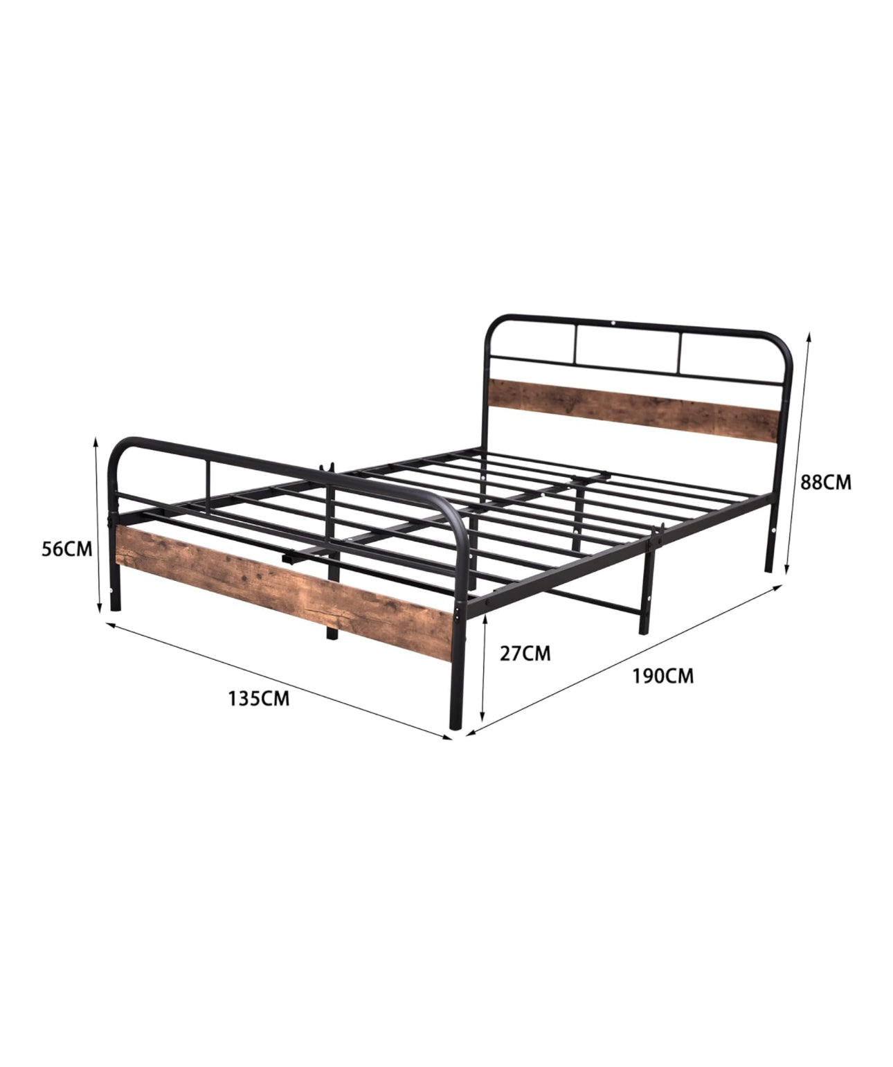 4ft Double Bed Frames with Wooden Headboard