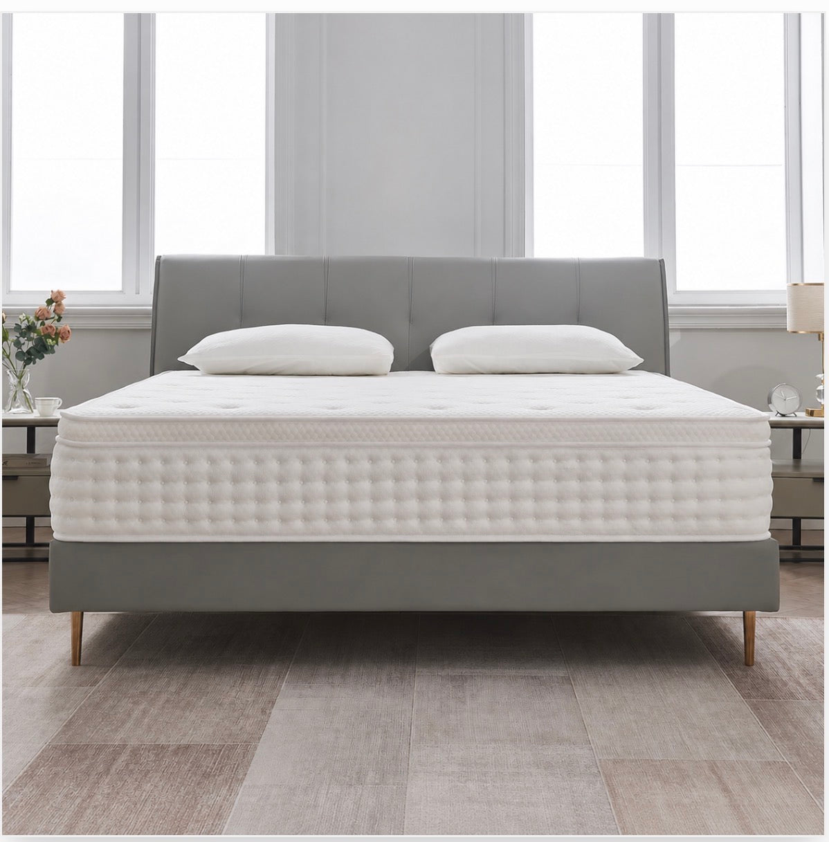 Double Mattress,10.2 INCH Hybrid Memory Foam and Individually Pocket Spring,4FT6 Double Bed Mattress Medium Firm,Ergonomic Pressure Reducing,Improve Sleeping(135x190x26cm)