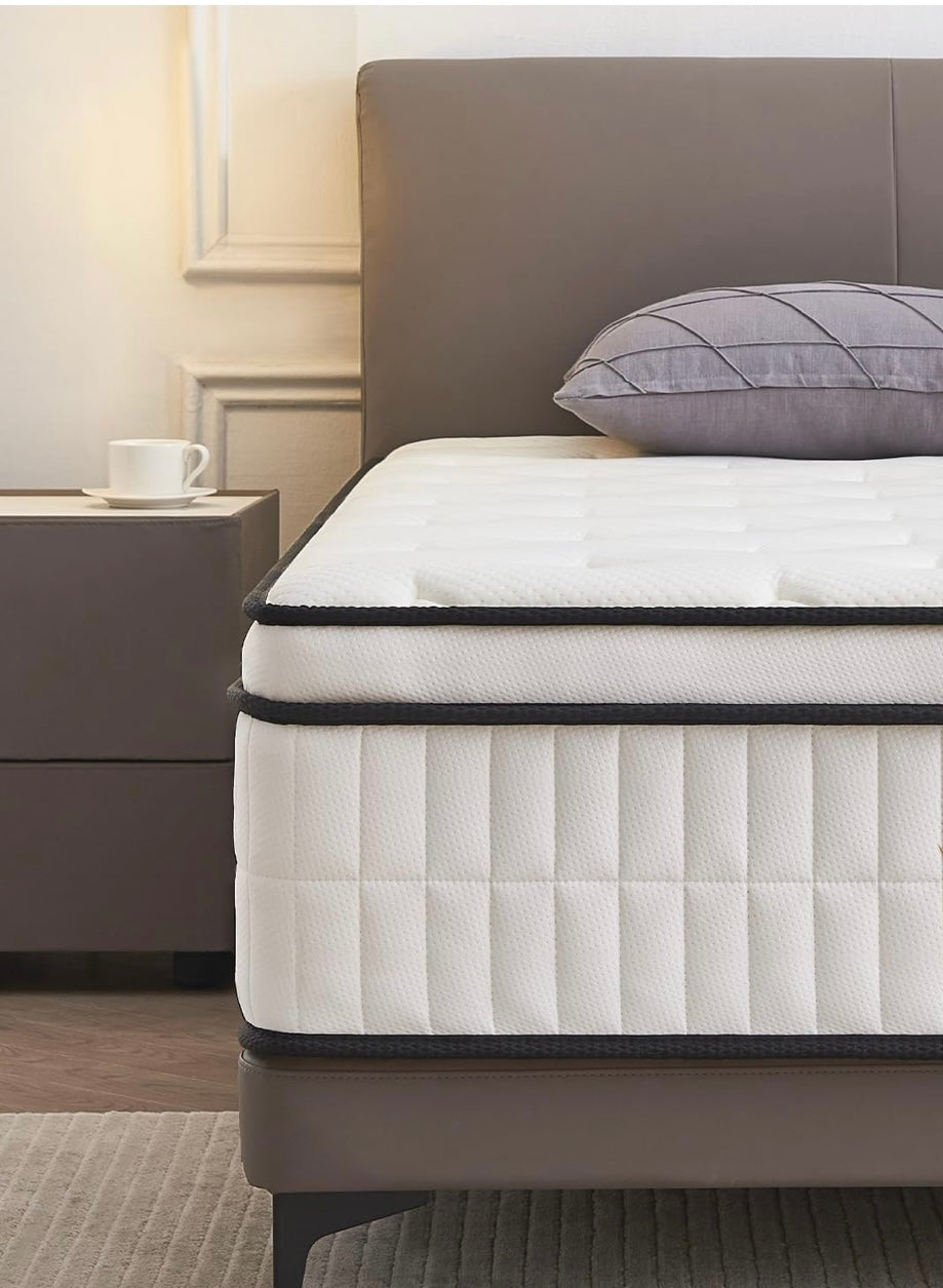 5FT King Size Mattress, 10.2 INCH King Memory Foam Sprung Mattress Medium Firm