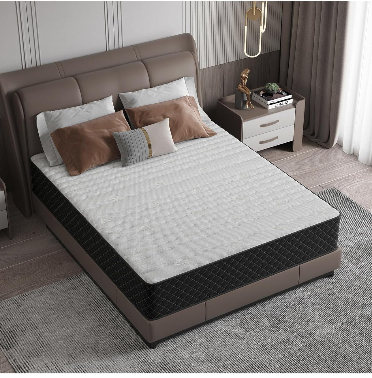 Single Mattress, 10 Inch Hybrid Mattress with Breathable Foam and Individually Pocket Spring