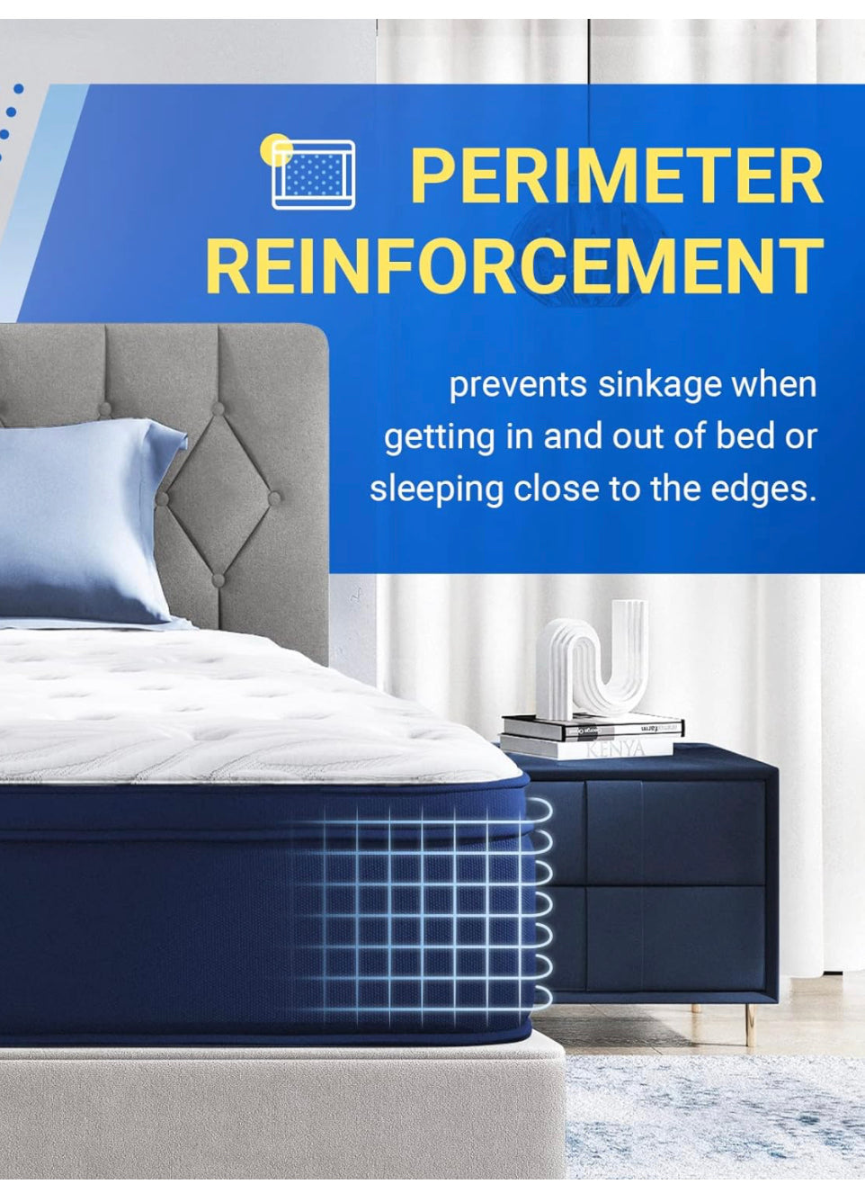 Single Mattress 3FT, 7 Inch Bamboo Fibers Foam and Spring