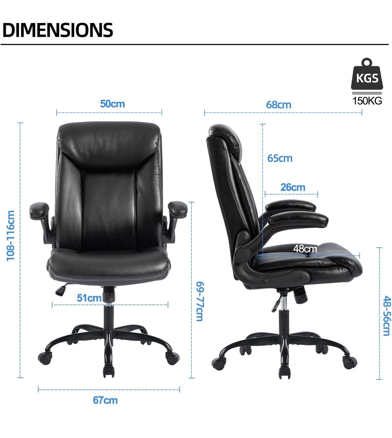 Executive Office Chair Swivel Work Chair Computer Desk Chair with Flip-up Armres