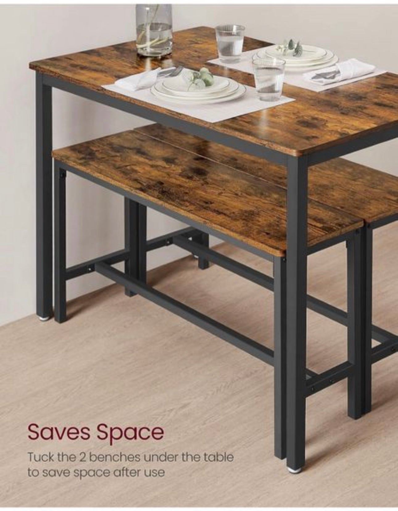 Dining Table with 2 Benches