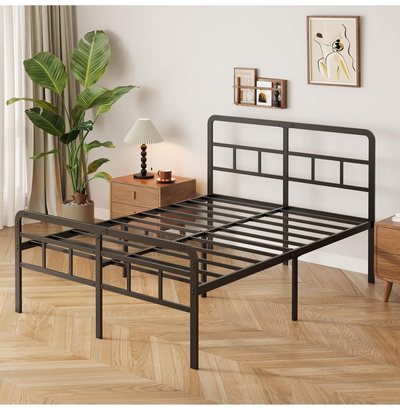 Super King Bed Frame 6ft with Curved Headboard and Footboard, 46cm Height