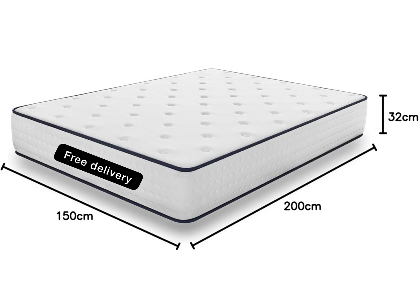 5ft King Size Mattress Memory Foam 12.5 Inch Deep Extra Firm Mattress (150x200cm)