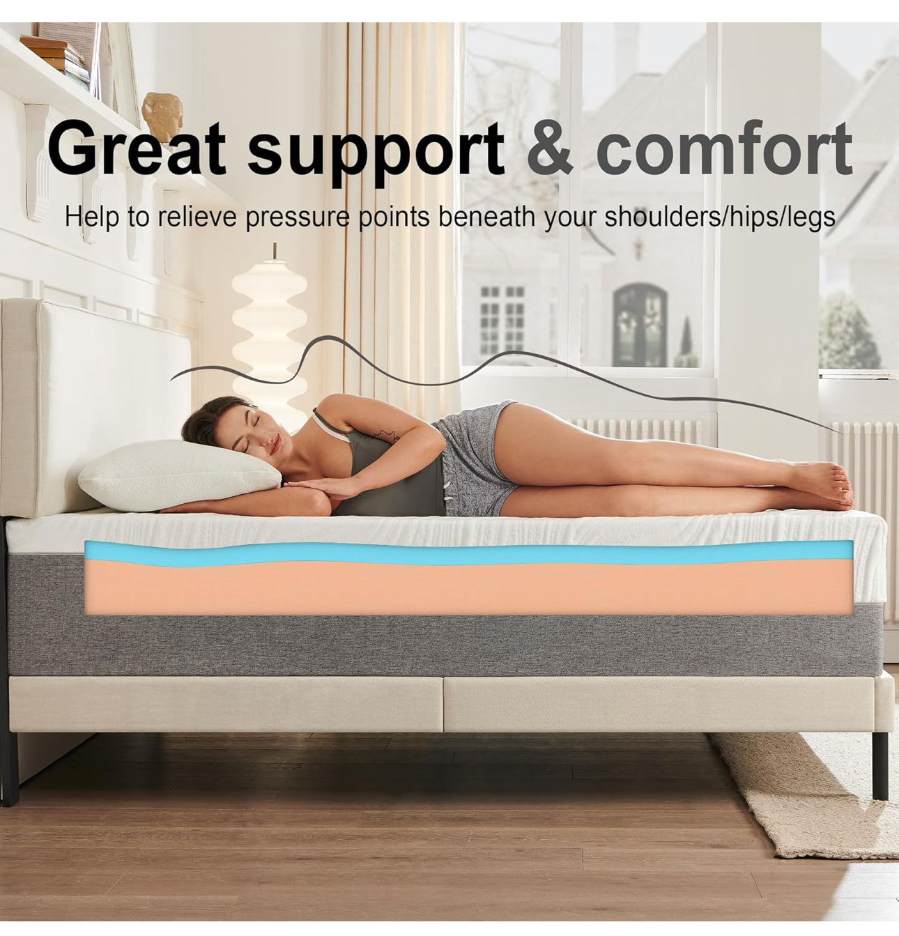 King Mattress, Memory Foam Mattress, Medium Firm, Breathable Knitted