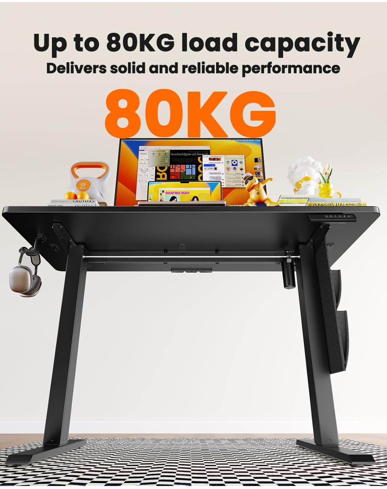 Standing Desk 120x60cm, Supports Up to 80KG Height