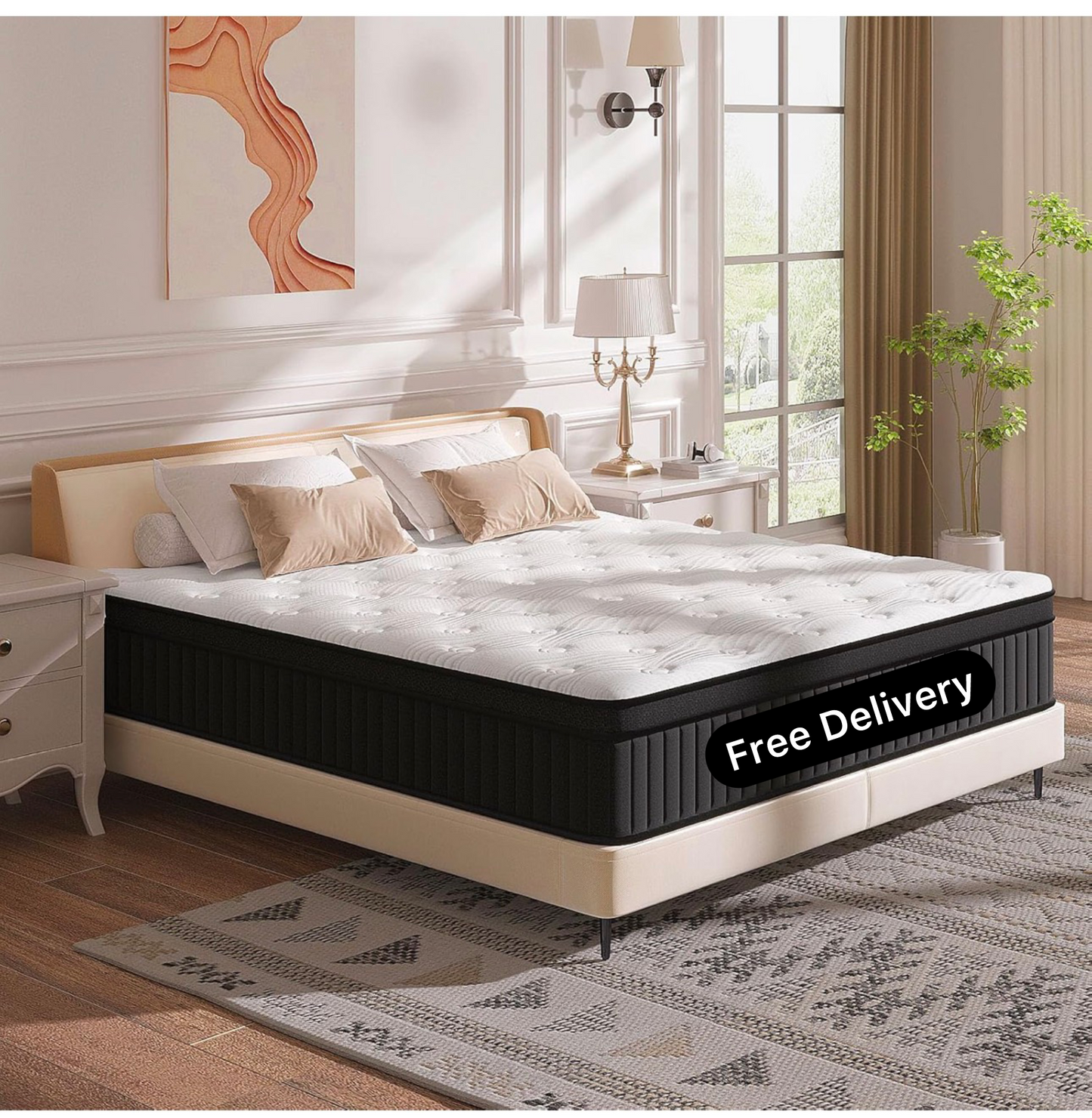 King Mattress in a Box - 12 Inch Hybrid King Size Mattresses of Medium-Firm Support with 9-Zone Pocket Springs for Superior Motion Isolation, Breathable Comfort and Durable (150x200x30cm)