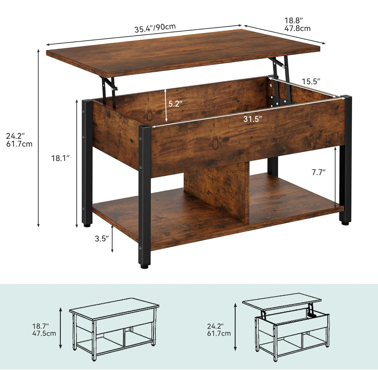 Lift Top Coffee Table, Easy-Lift