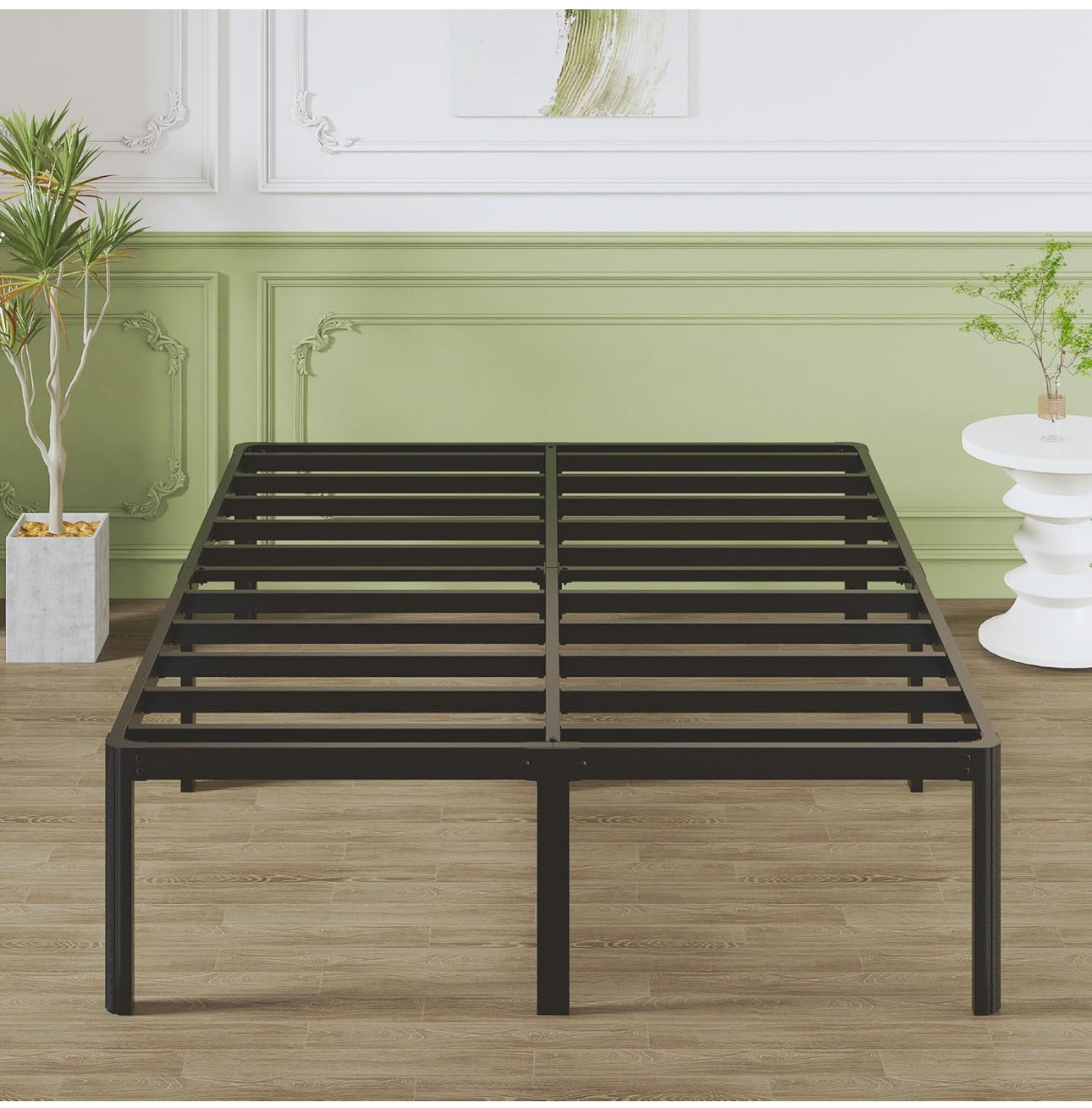 41 cm King Size Bed Frame with Rounded Corner Legs, 5ft Metal Platform Bed Frames King Size with Storage