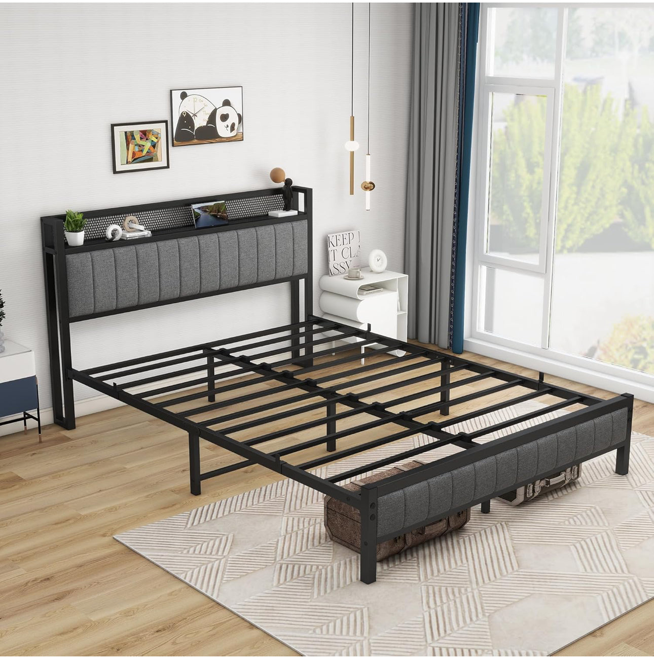 King Size Bed Frame With Storage Headboard