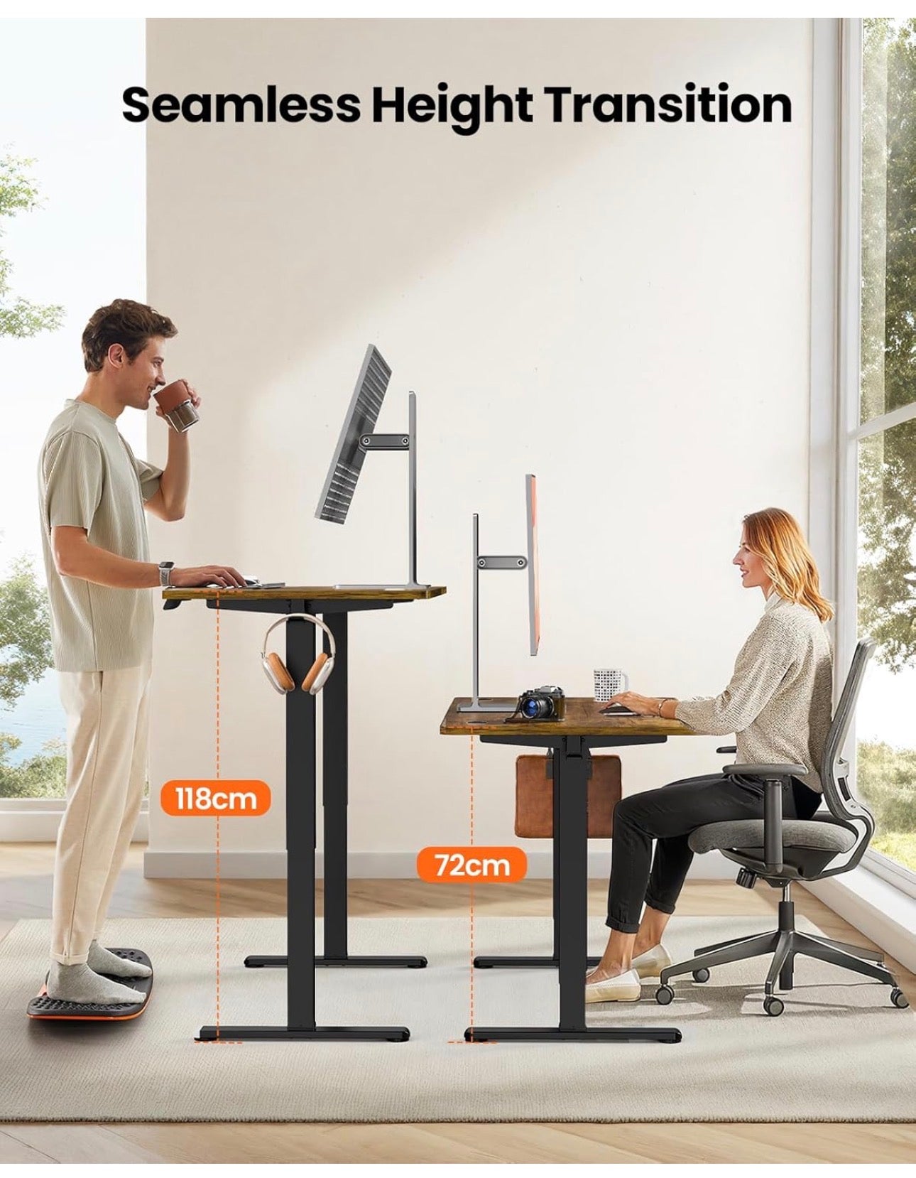 Electric Standing Desk Height Adjustable 160 x 80cm