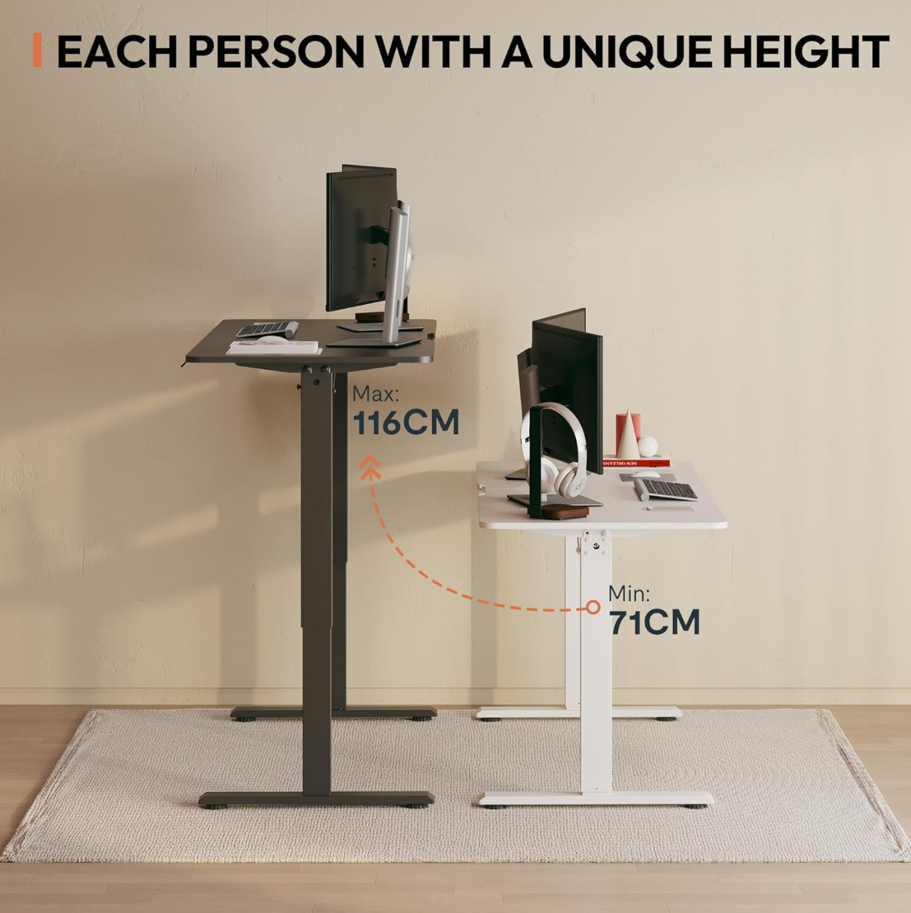 160 × 75 Electric Standing Desk Height Adjustable