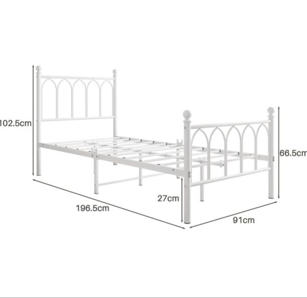 3ft Single Metal Bed