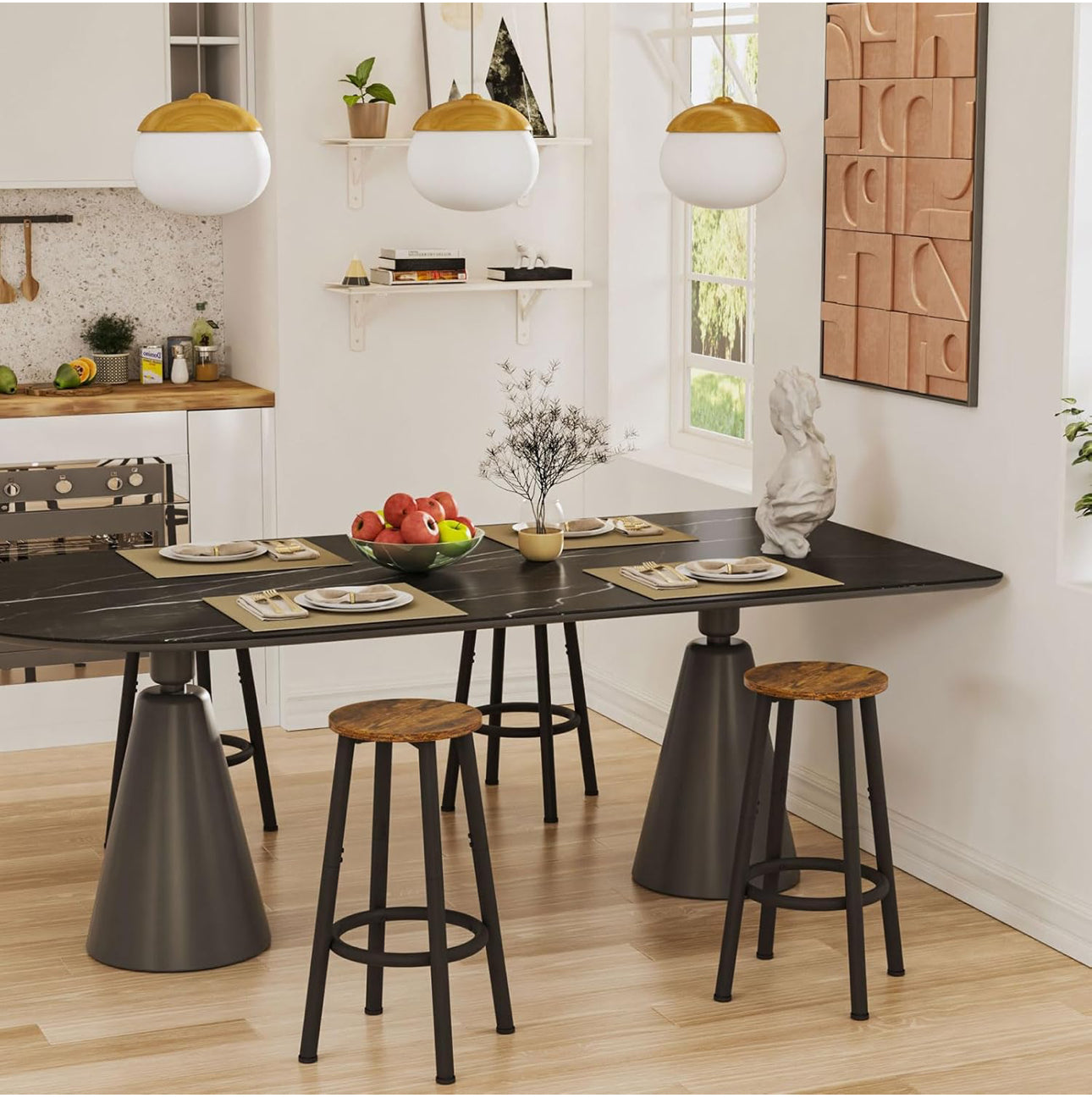 Bar Stools Set of 2, 64CM Kitchen Breakfast Bar Stools