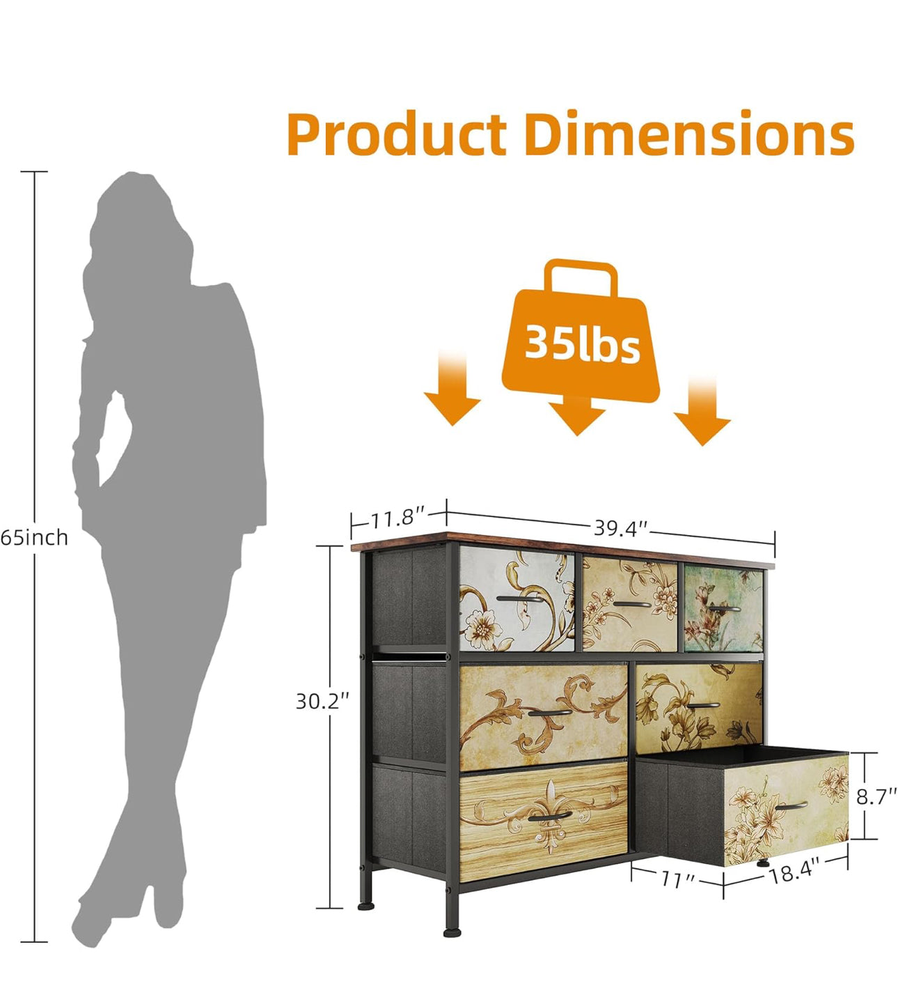 Dresser with 7 Drawers for Bedroom